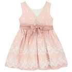 Girls Pink Embroidered Organza Dress, 1, hi-res