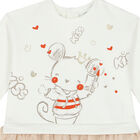 Younger Girls White & Beige Dress, 1, hi-res