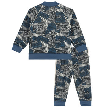 Younger Boys Blue Printed Tracksuit