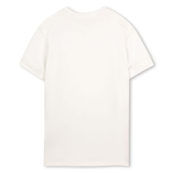 فستان سويت شيرت بالشعار تصميم ميني مي باللون العاجي للبنات