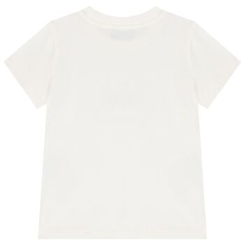 Girls White Teddy Bear Logo T-Shirt