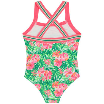 Girls Pink & Green Floral Swimsuit