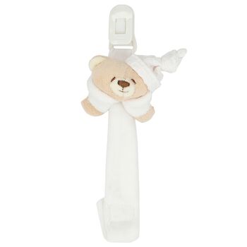 White Teddy Bear Baby Dummy Clip