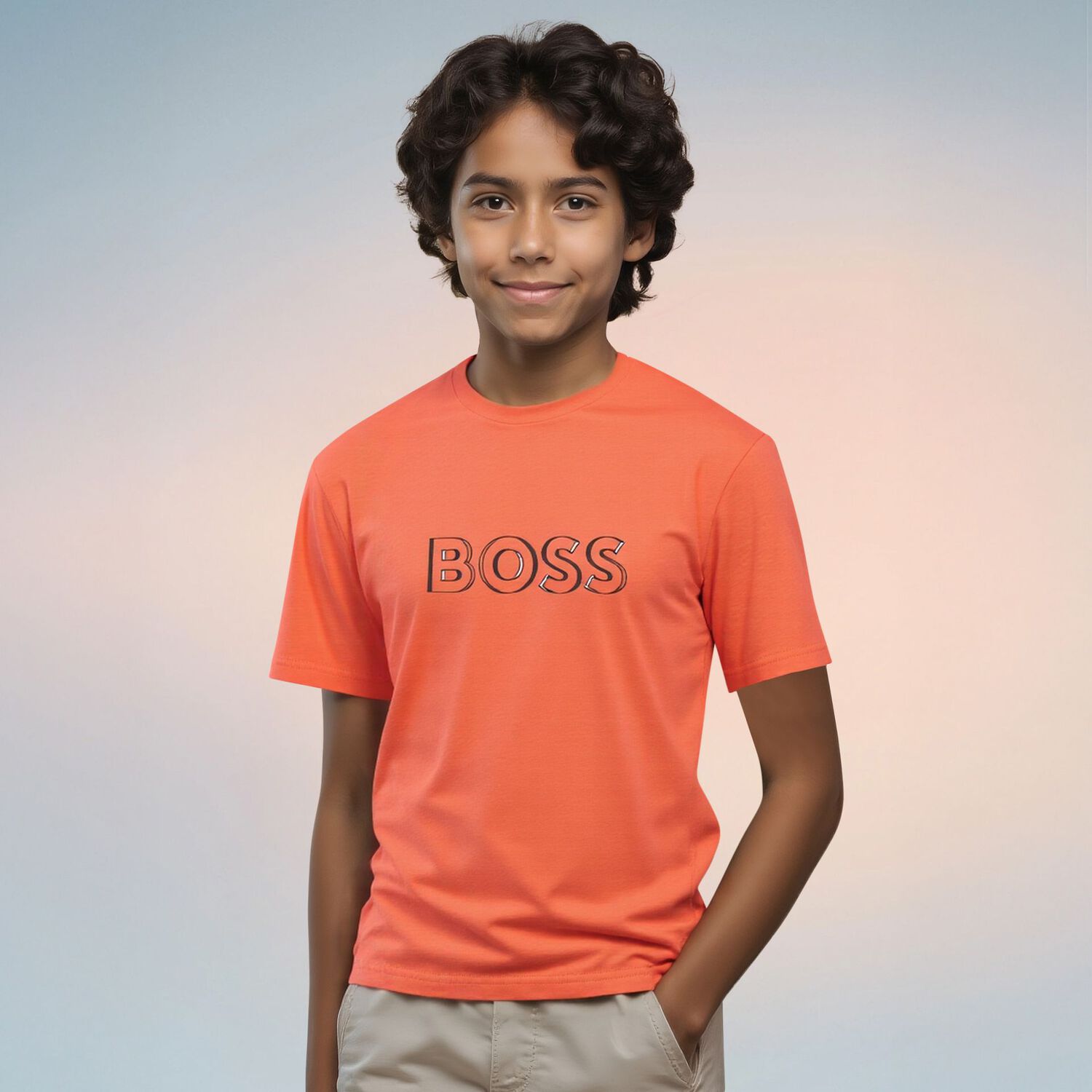 Boys Orange Logo T-Shirt, 1, hi-res image number null