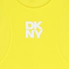 Girls Yellow Logo Sleeveles Dress, 1, hi-res
