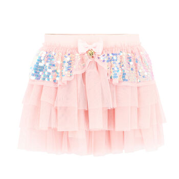 Girls Pink Sequin Tulle Skirt
