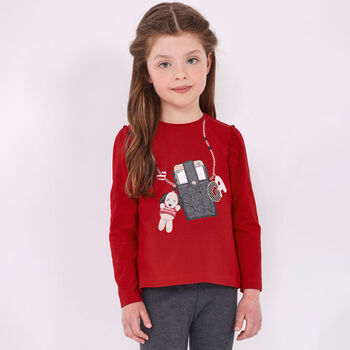 Girls Red Long Sleeve Top