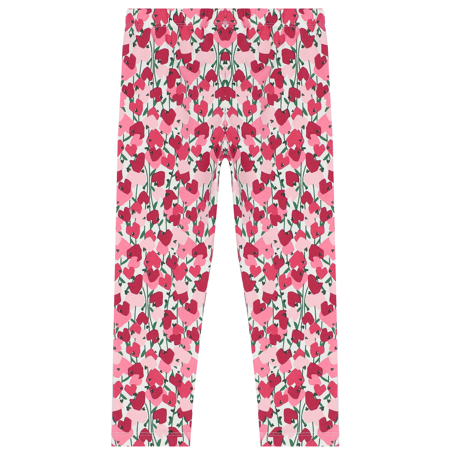 Girls Ivory & Pink Hearts Leggings, 1, hi-res image number null