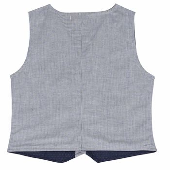 Boys White & Navy Striped Waistcoat