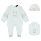 Baby Boys Blue Logo Babygrow Gift Set , 2, hi-res