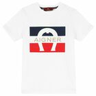 Boys White Logo T-Shirt, 3, hi-res