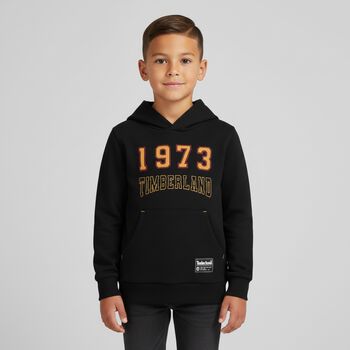 Boys Black Logo Hooded Top
