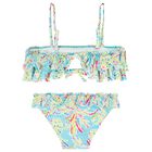 Girls Blue Pineapple Swimsuit, 1, hi-res