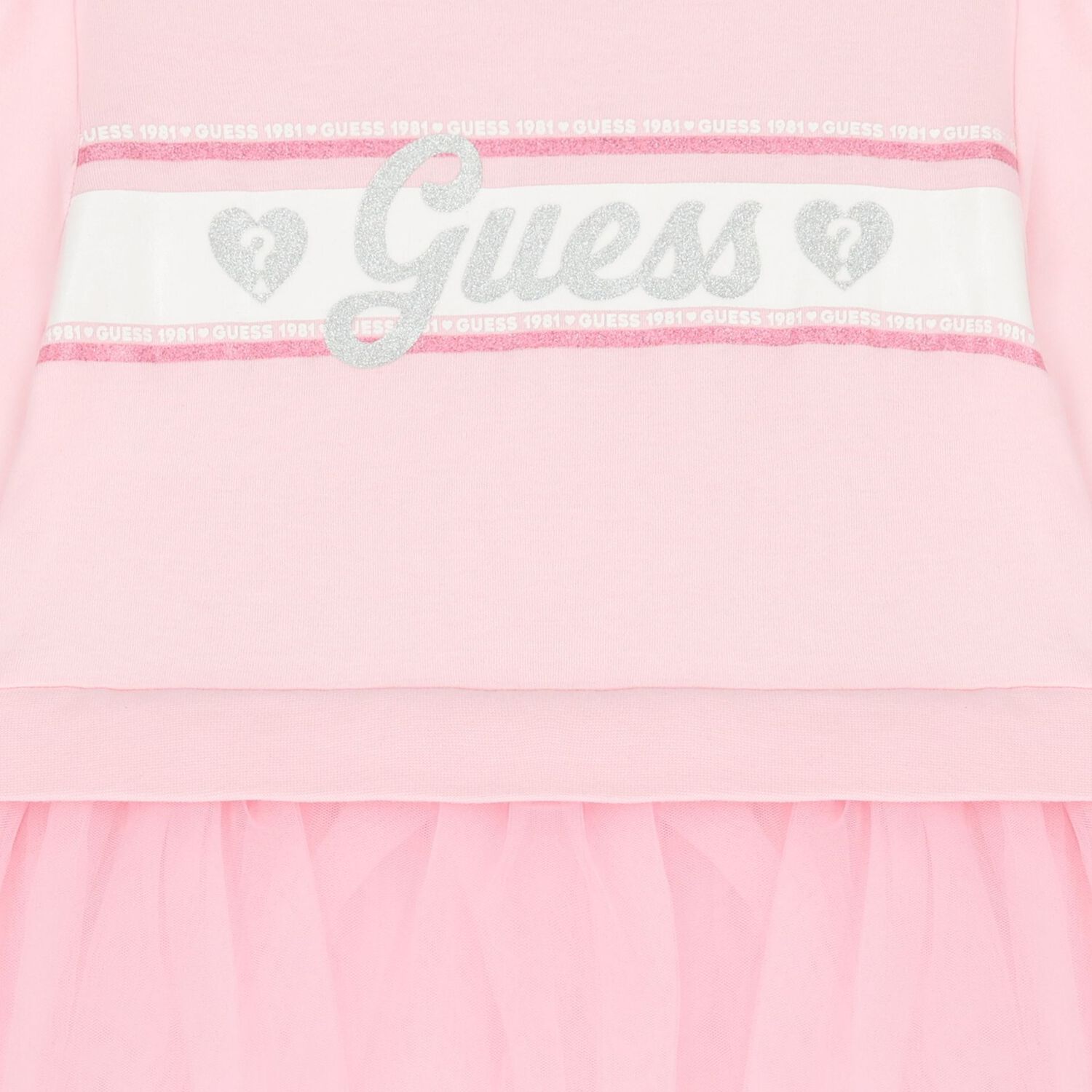 Girls Pink Logo Tulle Dress, 1, hi-res