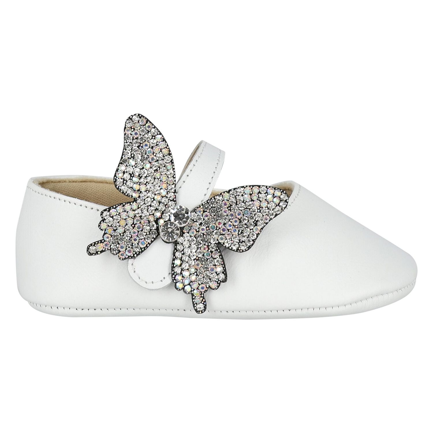 Baby Girls White Butterfly Shoes, 2, hi-res