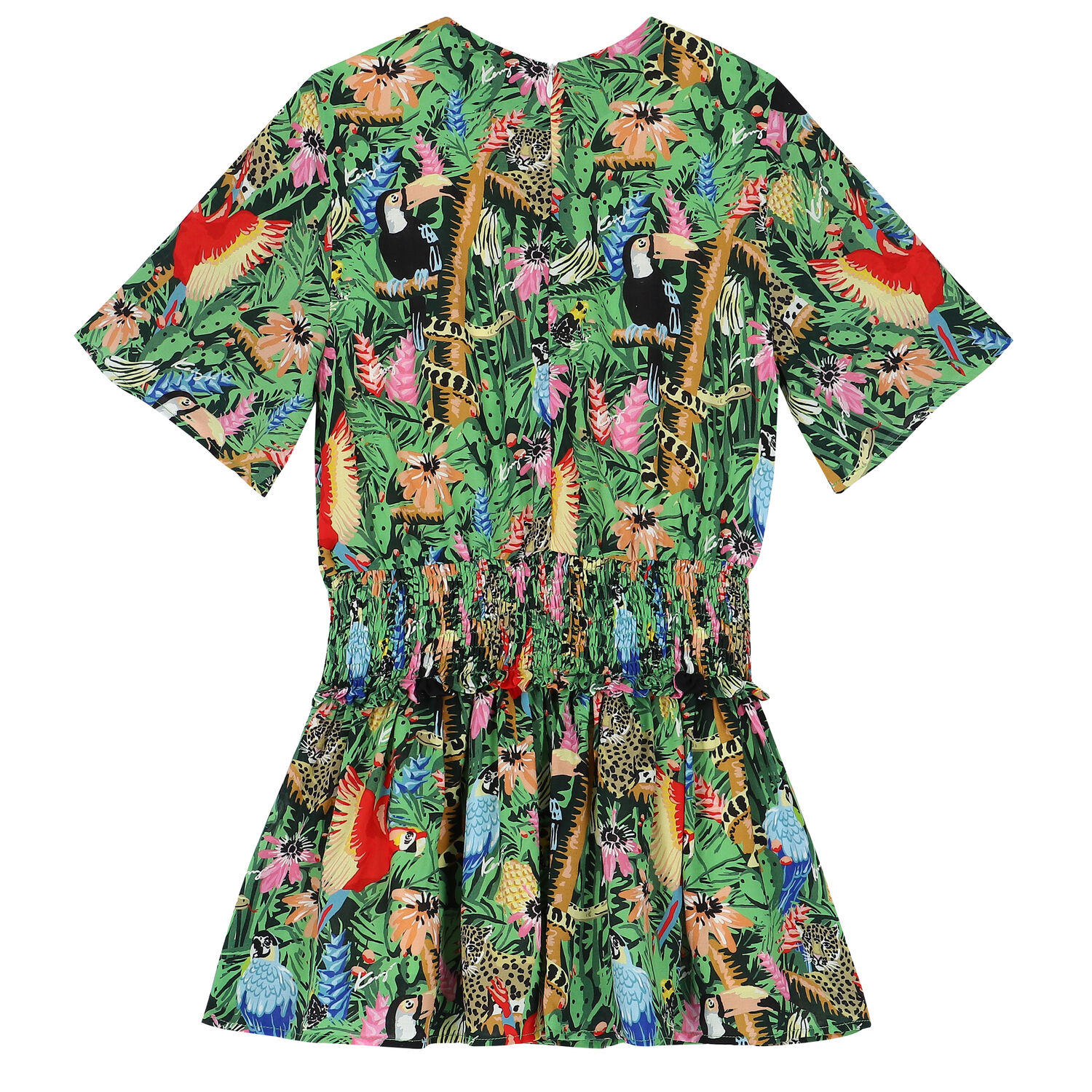 Girls Green Tropical Dress, 1, hi-res