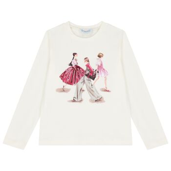 Girls Ivory Long Sleeve Top