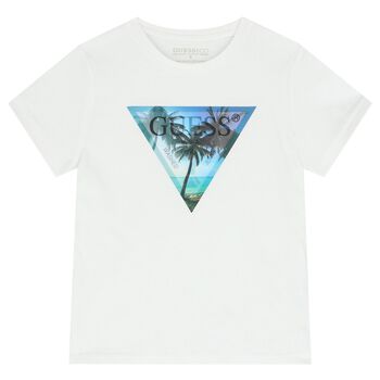 Guess Boys White Logo T-Shirt, 1 Boys White Logo T-Shirt