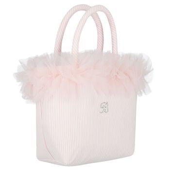 Girls Pink Logo Ruffled Hand Bag