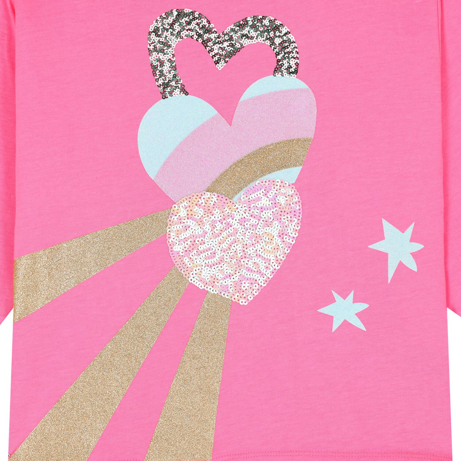 توب بنات بأكمام بالشعار باللون الزهري, 1, hi-res image number null