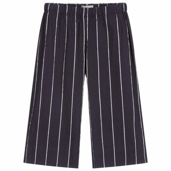 Girls Navy Striped Trousers