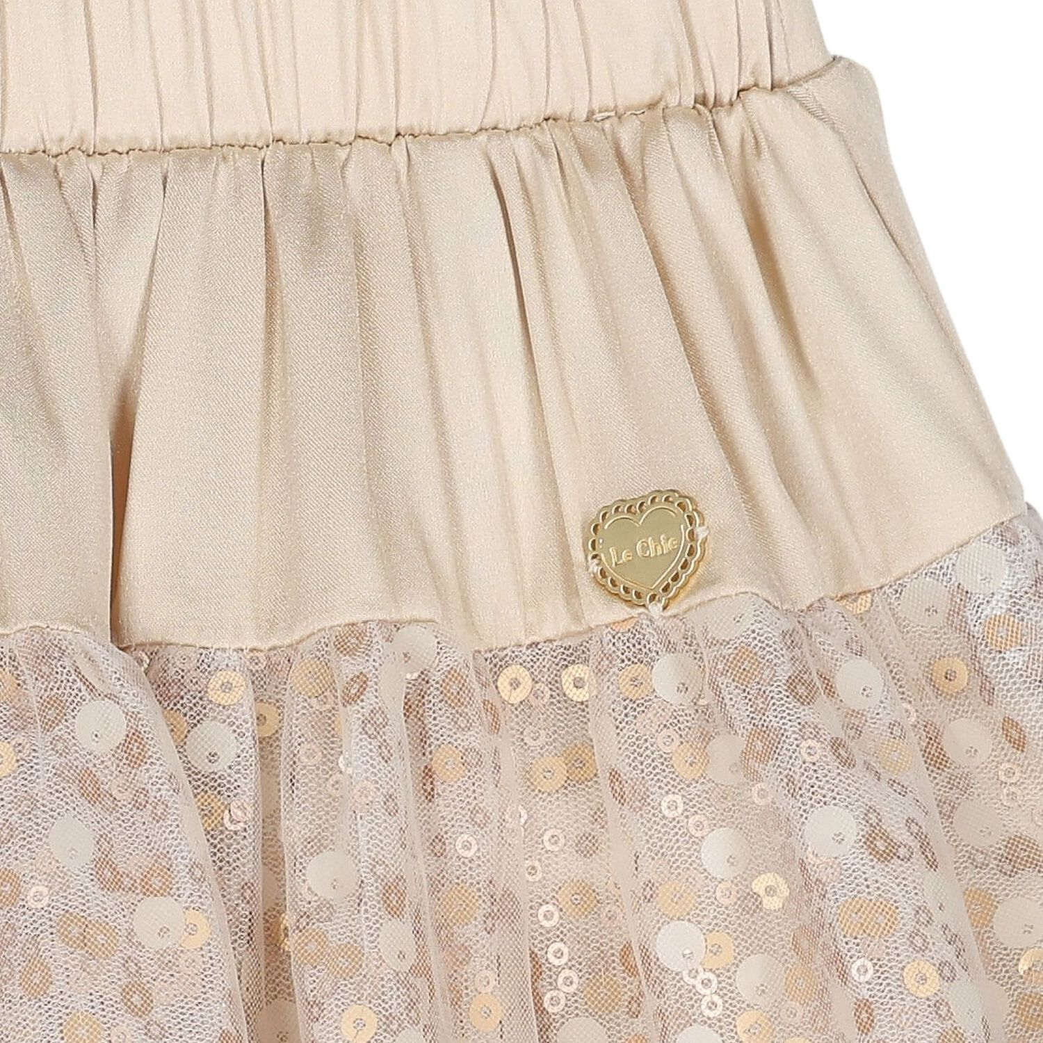Girls Beige Satin & Sequin Skirt, 1, hi-res image number null
