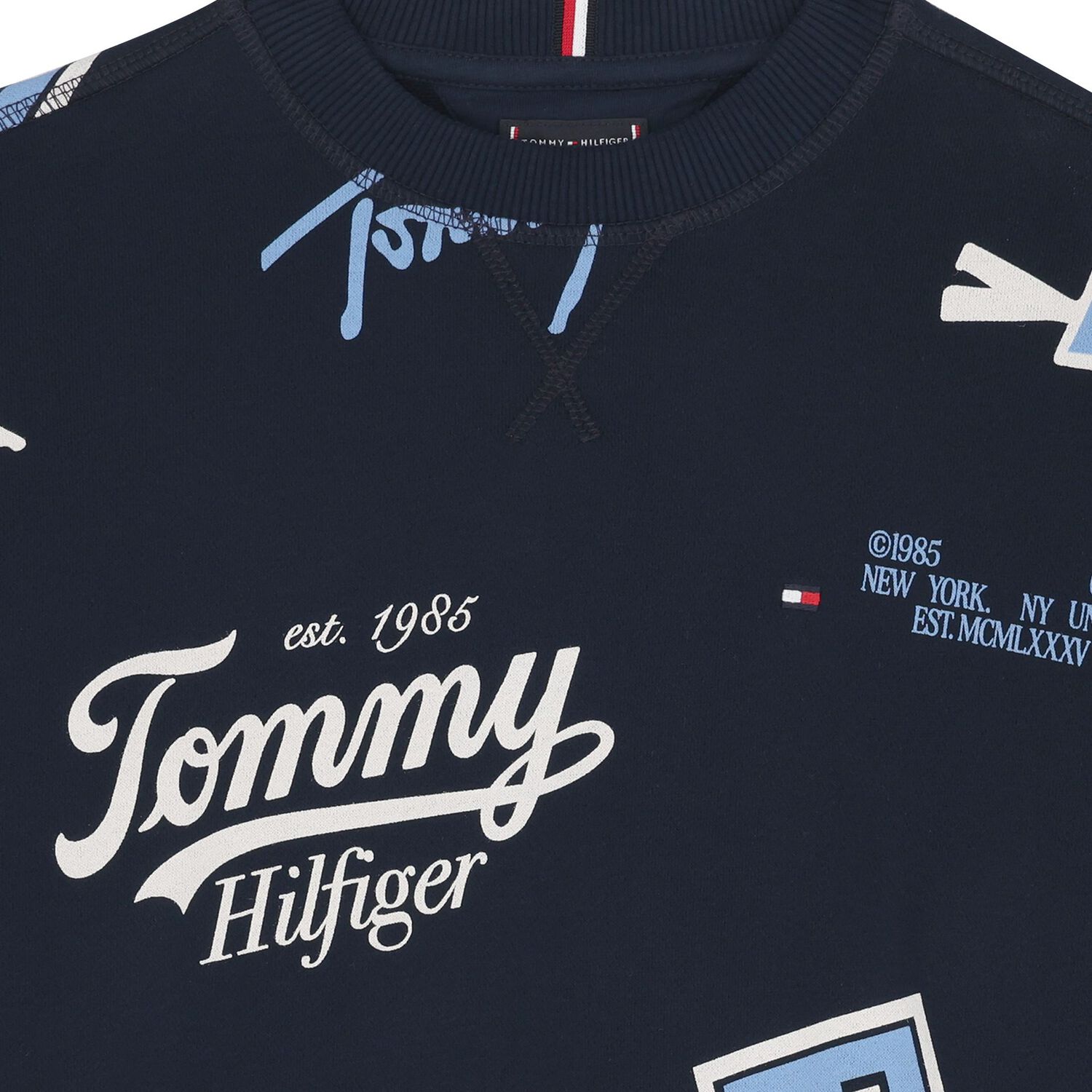 سويت شيرت بشعار أزرق داكن للأولاد, 1, hi-res image number null