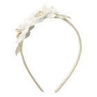 Girls Gold & White Flower Headband, 2, hi-res