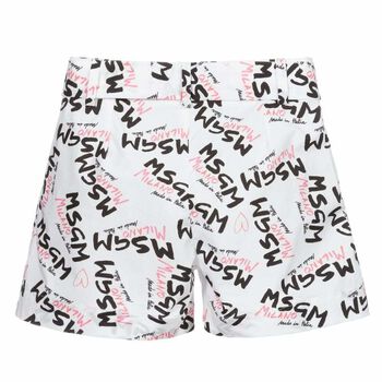 Girls White Logo Shorts
