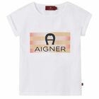 Girls White Logo T-Shirt, 1, hi-res