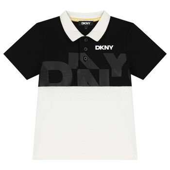 Boys Black & White Logo Polo Shirt