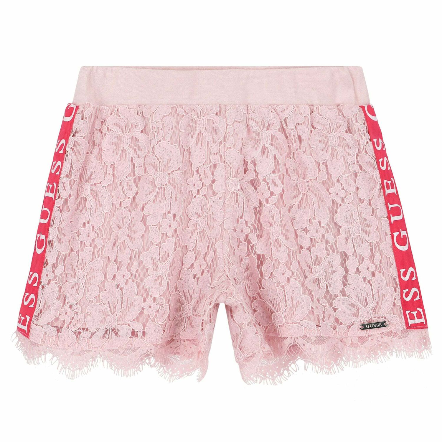Girls Pink Logo Lace Shorts, 1, hi-res