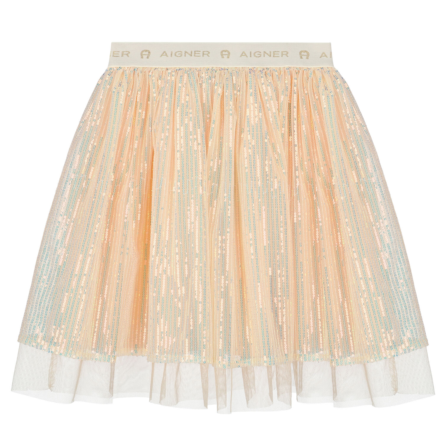 Girls Pink Embellished Sequin Tulle Skirt, 1, hi-res image number null