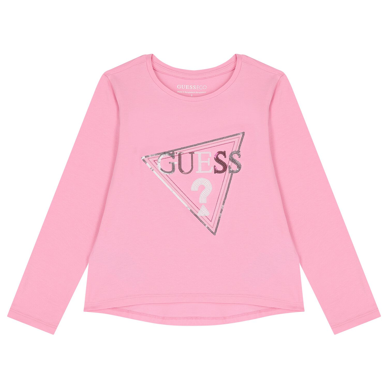 Girls Pink Logo Long Sleeve Top, 3, hi-res