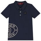 Boys Navy Blue Logo Polo Shirt, 2, hi-res