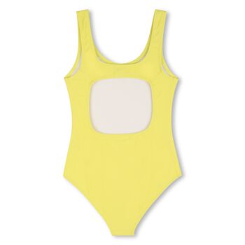 Girls Yellow Logo Swimsuit