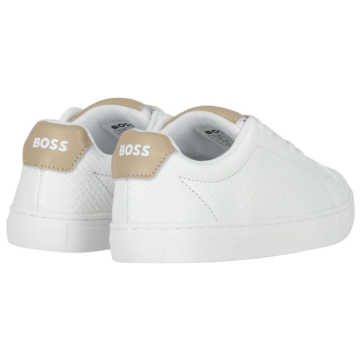Boys White Logo Trainers, 1, hi-res