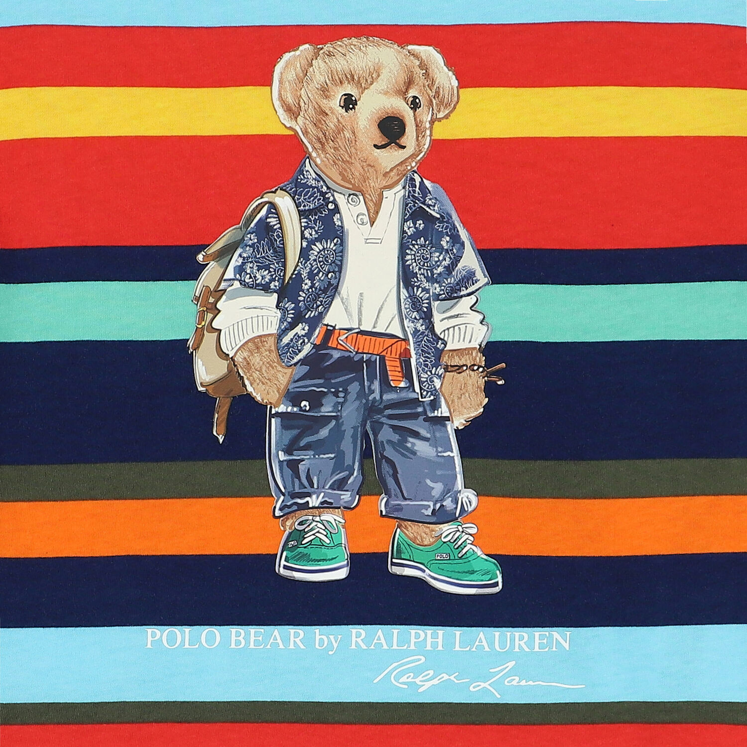 Boys Multi-Colored Striped Polo Bear T-Shirt, 1, hi-res image number null