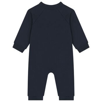 Baby Boys Navy Blue Logo Romper