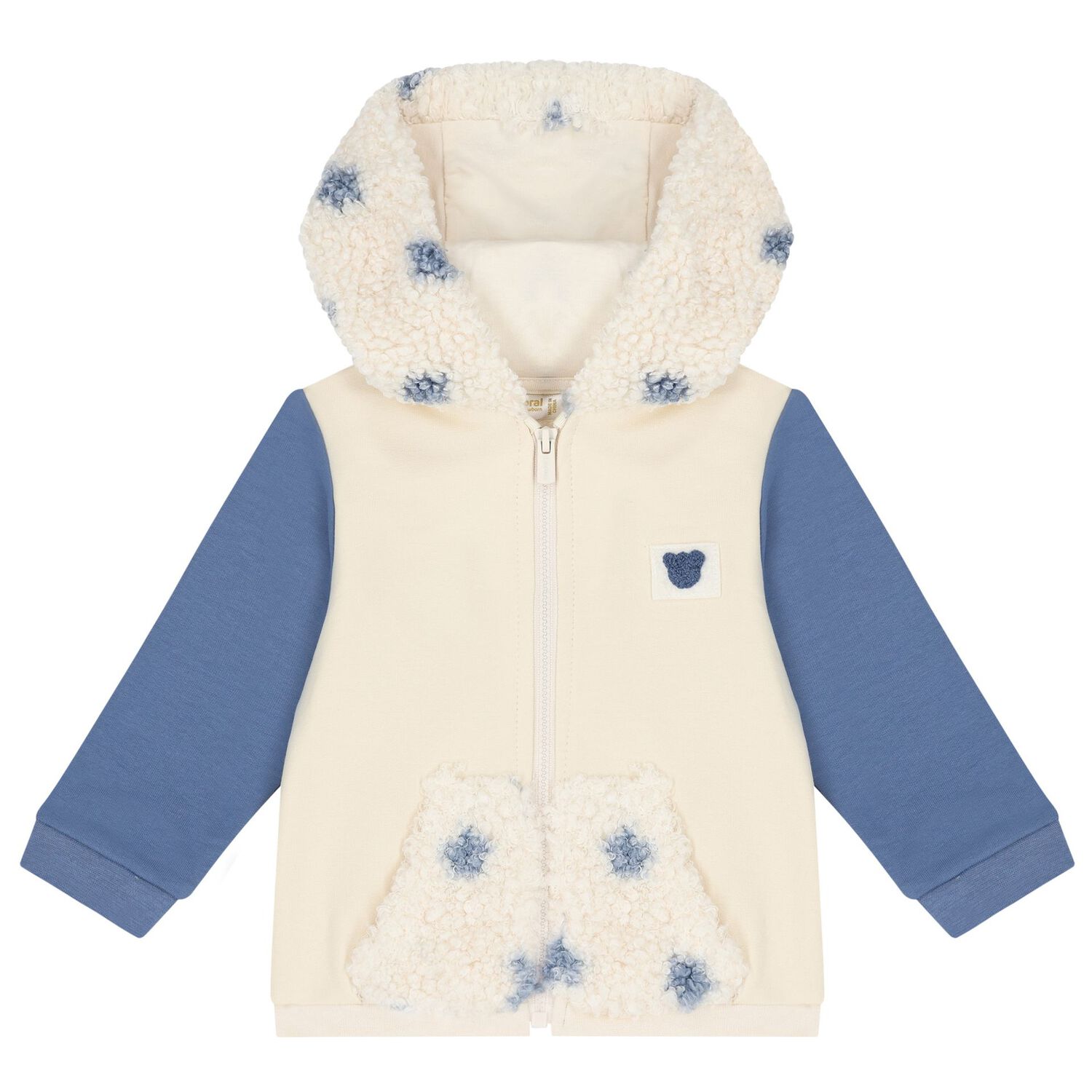 Baby Boys Beige, White & Blue 3 Piece Tracksuit, 1, hi-res image number null
