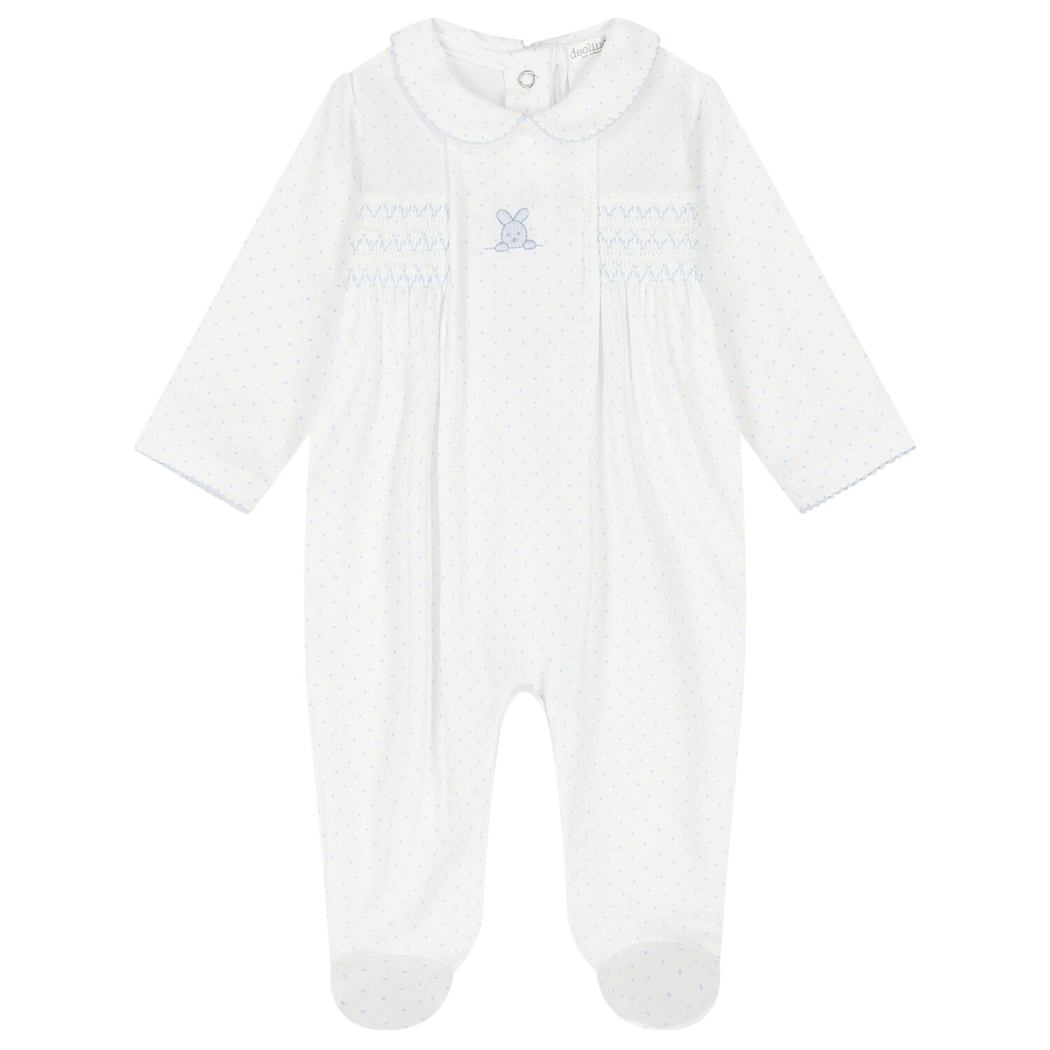 Baby Boys White & Blue Babygrow, 1, hi-res