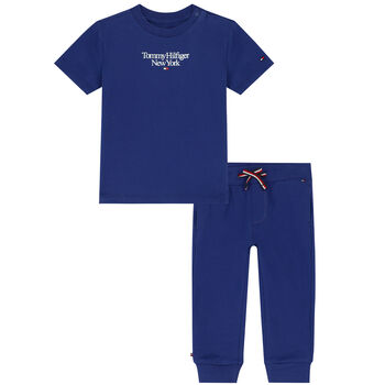 Baby Boys Blue Logo Trousers Set
