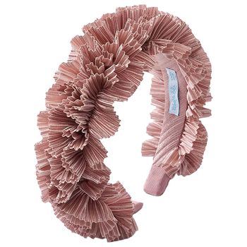 Abel & Lula Girls Pink Pleated Ruffled Headband, 2 Girls Pink Pleated Ruffled Headband