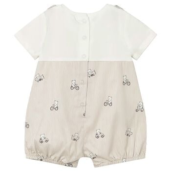Baby Boys White & Beige Romper