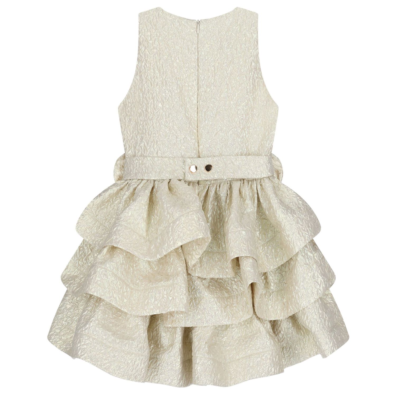 Girls Gold Rose Tiered Dress, 1, hi-res