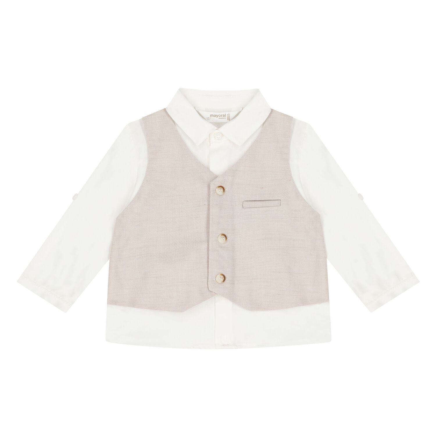 طقم شورت أولاد بالشعار باللون  البيج, 2, hi-res