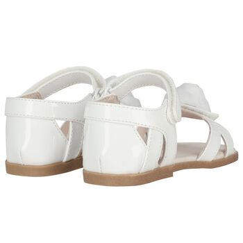 Younger Girls White Logo Flower Sandals 