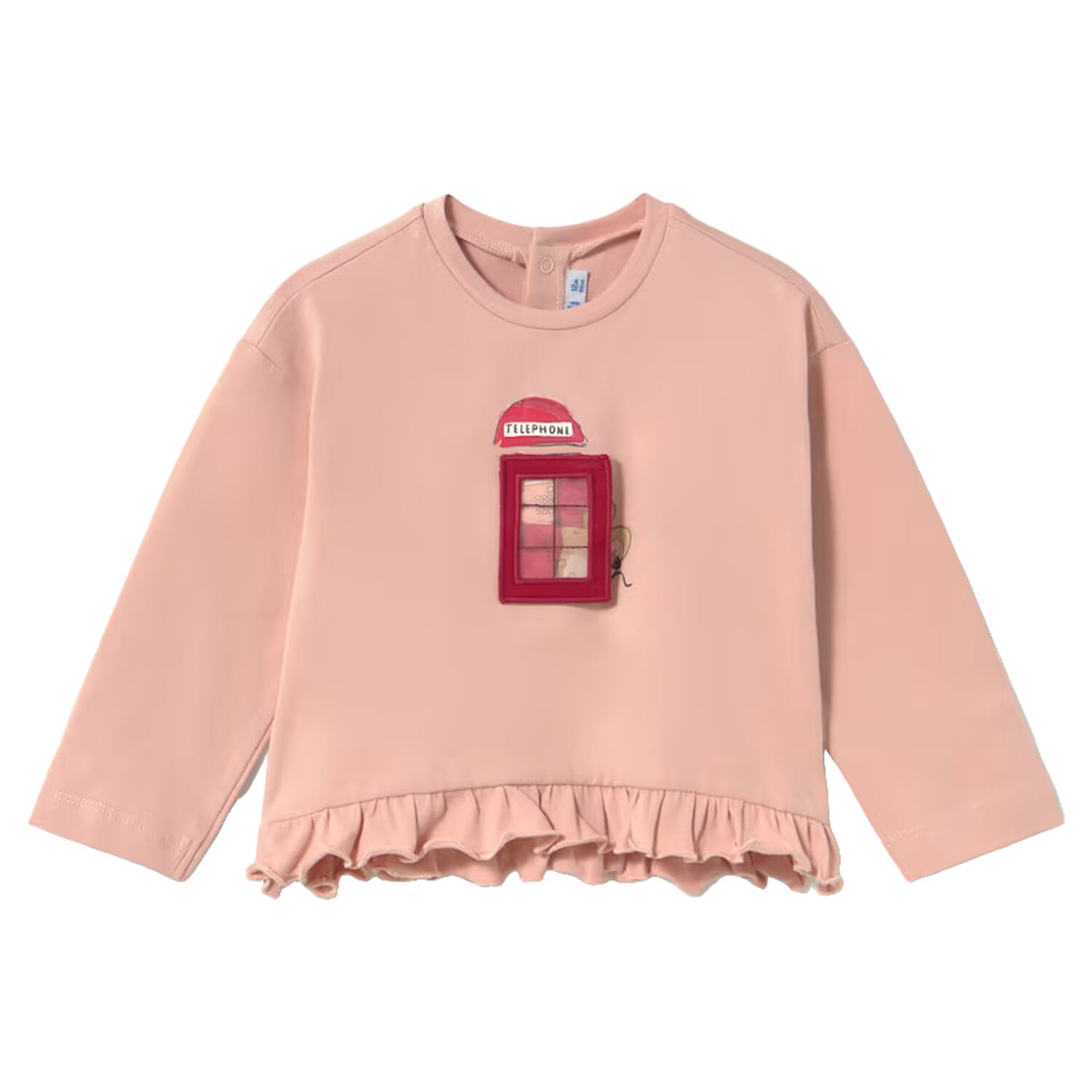 Younger Girls Pink London Phone Box Long Sleeve Top, 1, hi-res