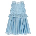 فستان للبنات مكشكش من التول باللون لازرق , 2, hi-res