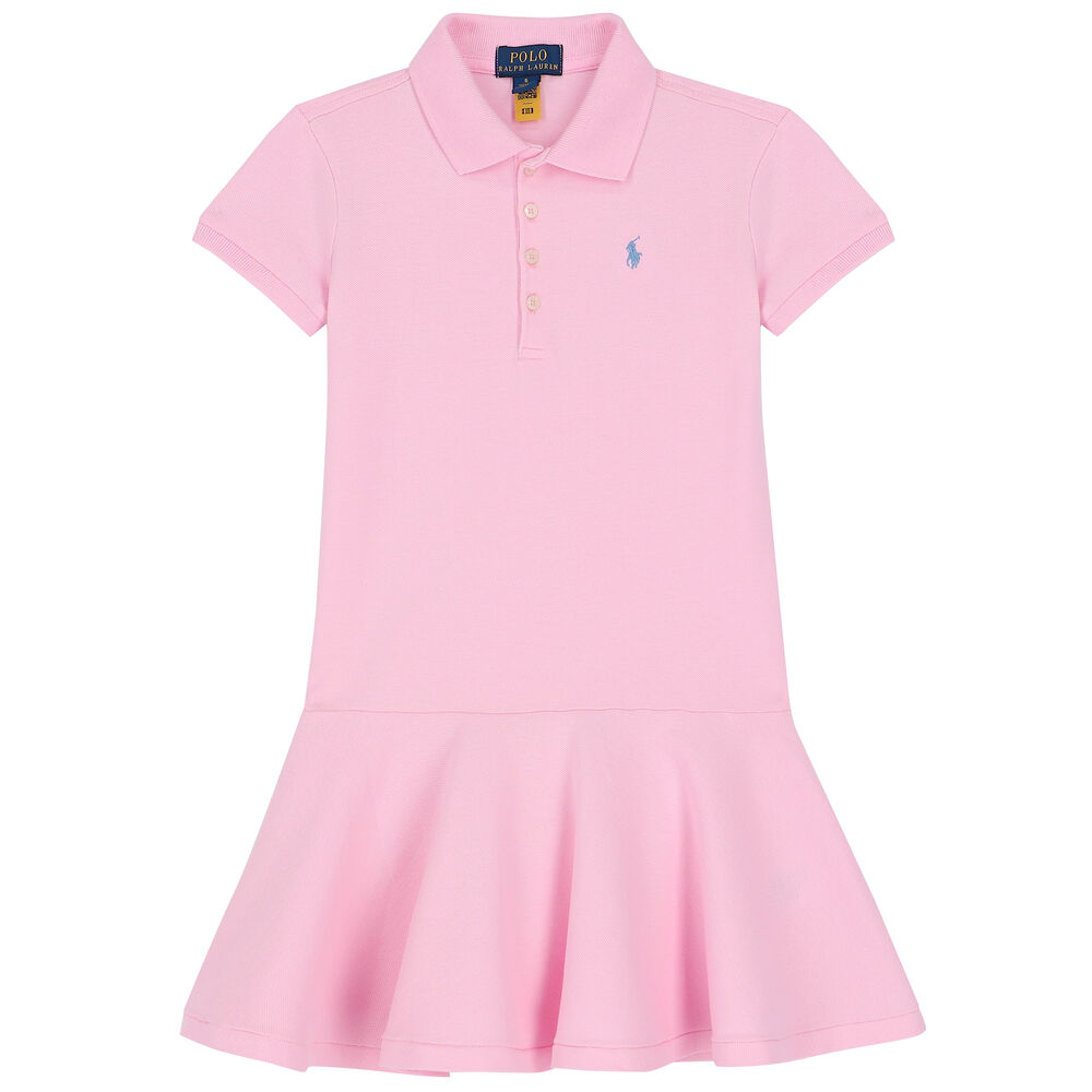 Ralph Lauren Girls Pink Logo Polo Dress Junior Couture UAE